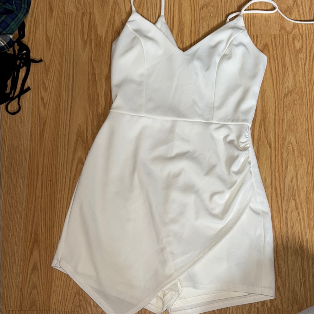 Lulu's White Wrap Mini Dress Romper